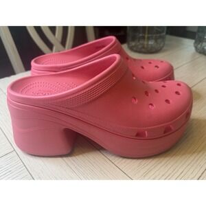 Crocs Heeled Clog NWOT Women Sz 12 Hyper Pink Siren Platform Clogs Approx 4"Heel